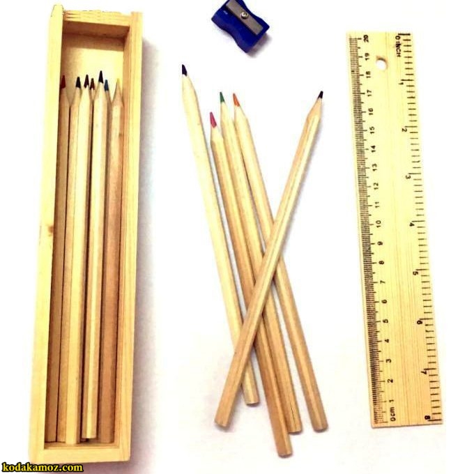 مداد رنگی جعبه چوبی 1 مداد رنگی 12 رنگ جعبه چوبی - تصویر 1